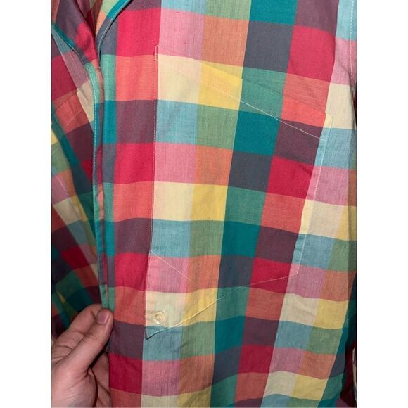 Peter Ashley Unlimited Pastel Checkerboard Button Up 40 M - Picture 6 of 10